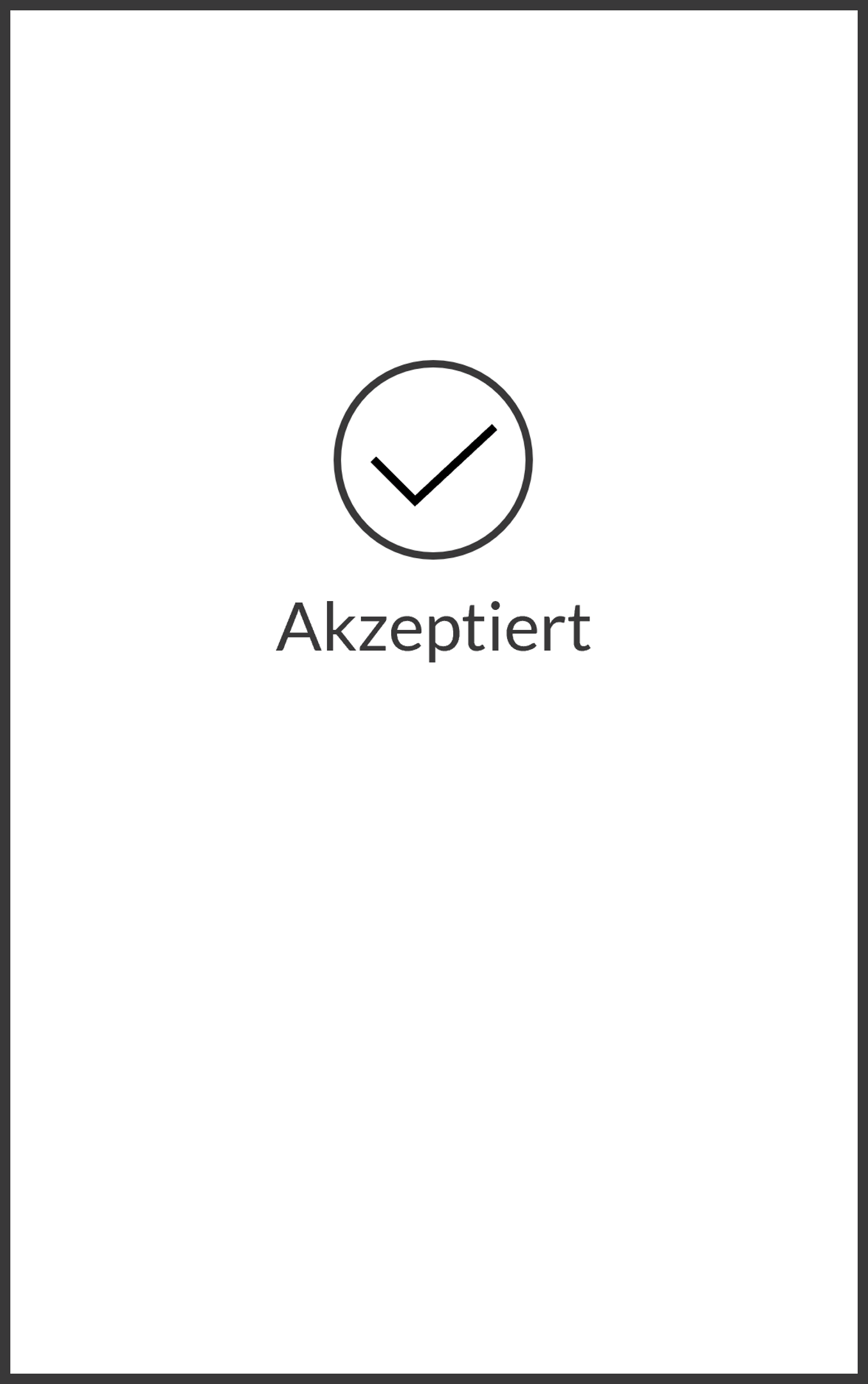 Bildschirm, der nach der Verkaufsgenehmigung angezeigt wird. Es wird ein Häkchensymbol zusammen mit dem Text "Genehmigt" angezeigt.