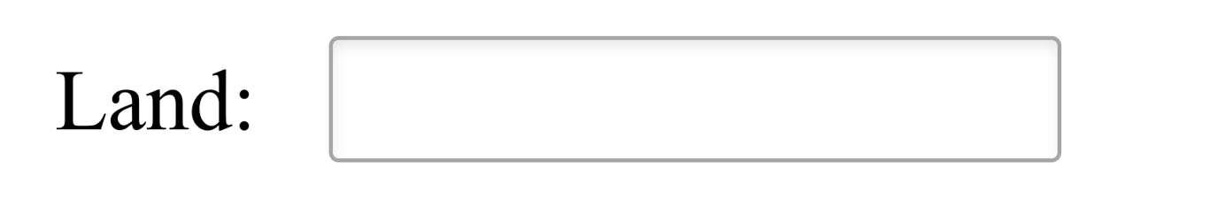 Screenshot mit einem Textfeld mit der Bezeichnung "Land"