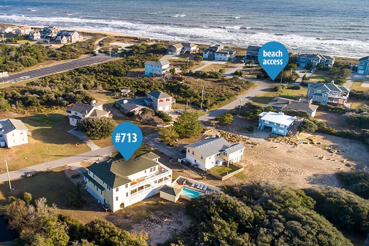 Aerial View and Beach Access Location