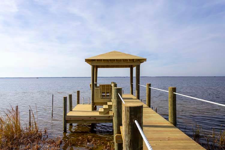 Private Soundfront Gazebo with Built-In Seating