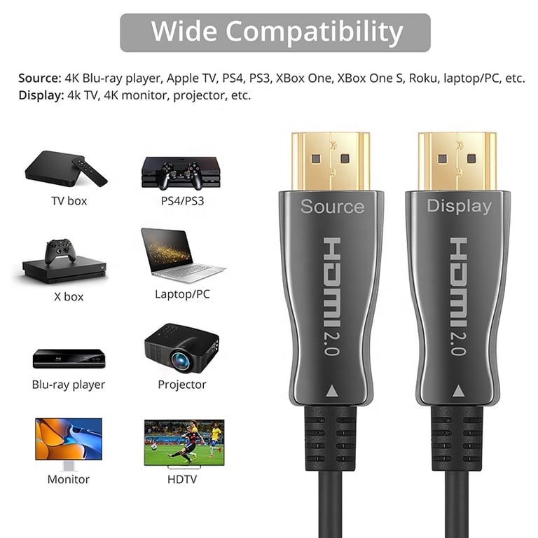 4K Fiber HDMI Cable – 50ft