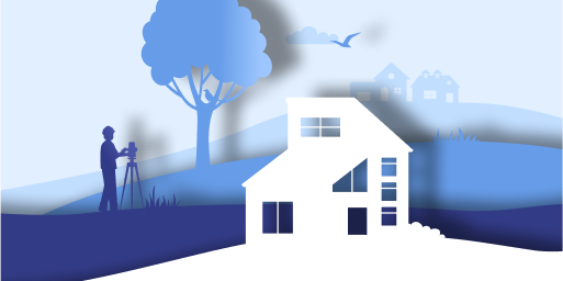 Surveyor outside house illustration