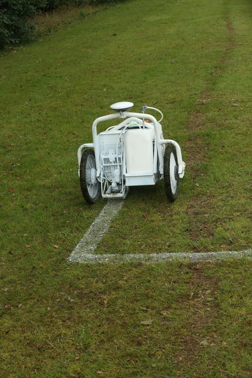 GPS robot line marker on a sports pitch