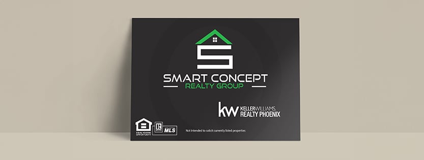 Black postcard mockup for the company Smart Concept.