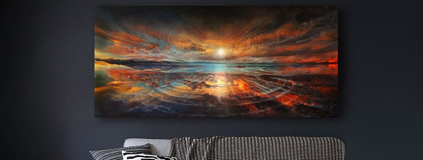 Large canvas wall art hung above a couch.