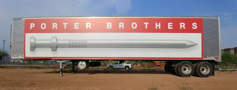 Porter Brothers logo on the side of a long semi-trailer.