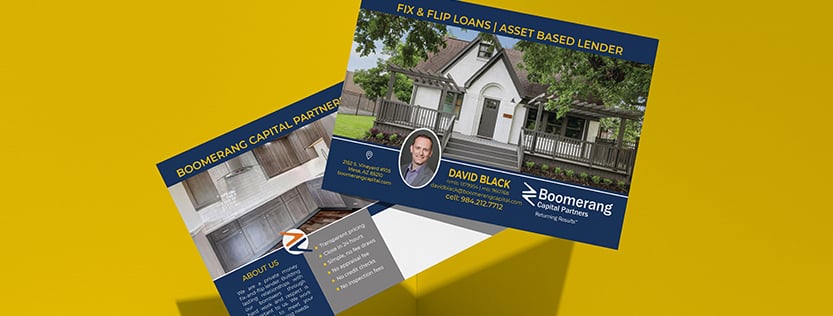 Full color printed mailers for Boomerang Capital Partners