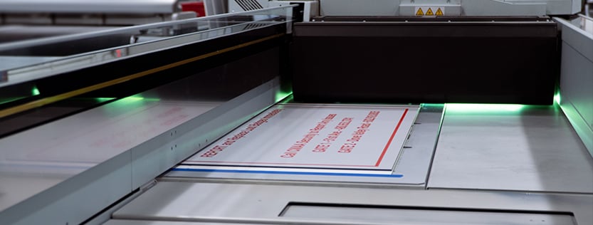 UV ink printer in operation