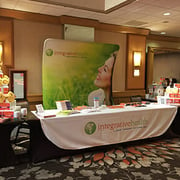 Printed table covering and trade show backdrop for Integrative Health