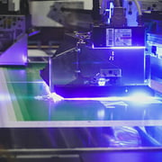 UV color printer showing ink curing in progress