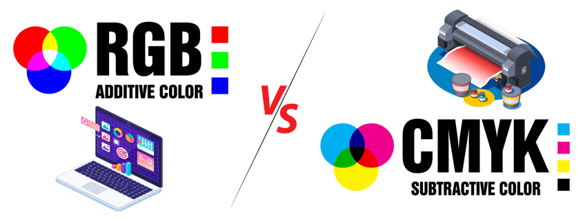 rgb vs cmyk digital computer with commercial printer