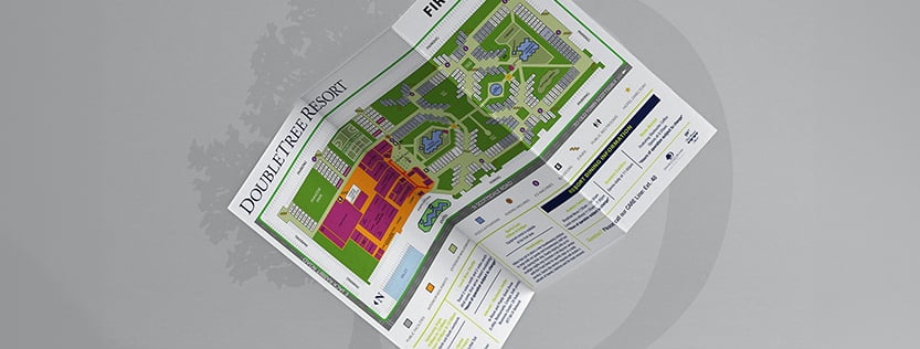 A folded map brochure for DoubleTree Resort by Hilton.