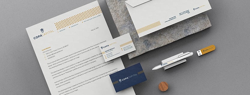 Business stationery mockup for the home financing company called Copa Capital Partners.
