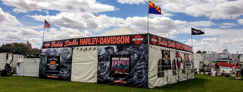 Harley Davidson custom printed event tent.