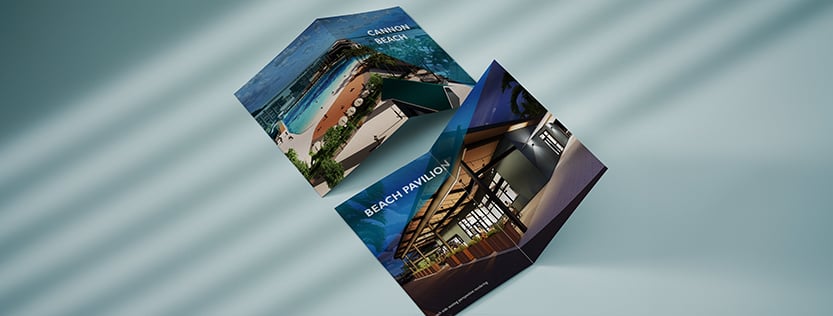 Bifold brochure mockup for Cannon Beach resort.