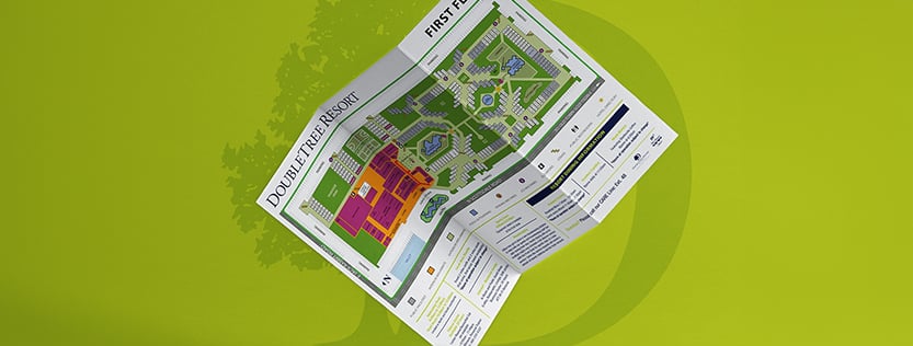 Accordion folded site map for Doubletree Resort by Hilton.