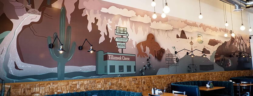 large printed wall mural for a local brewery restaurant.