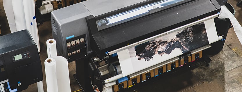 Overhead angle of an HP latex printer.