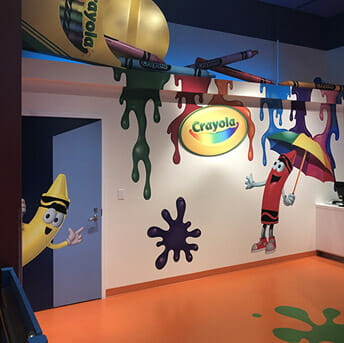 Printed wall graphics for the Crayola Experience