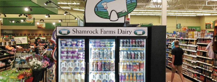 Printed cutout POP display graphics for Shamrock Farms