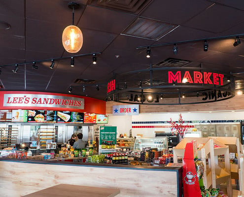 Printed environmental graphics for Lee Sandwiches and Market