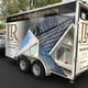 Vehicle graphics on a trailer for LR Roofing