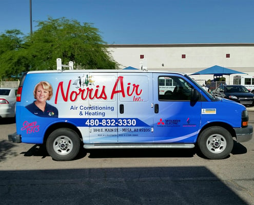Color printed fleet vehicle wrap for Norris Air Inc.