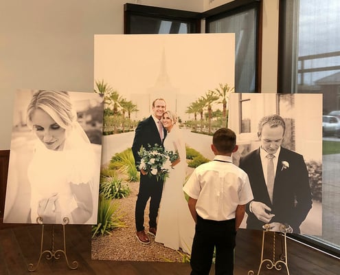 Life size wedding photos printed on foamcore