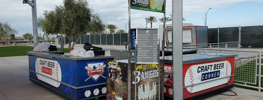 Printed vinyl wraps on ballpark vendor equipment