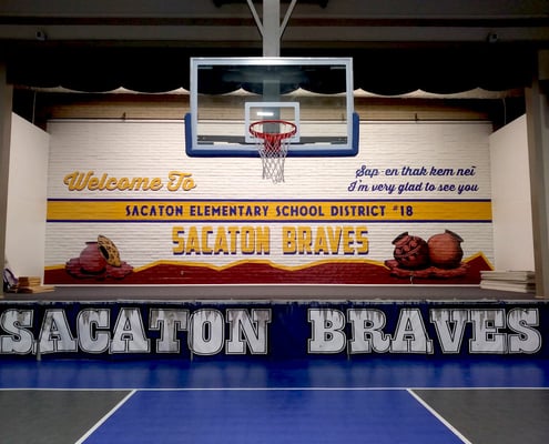 Printed Gymnasium graphics mural for Sacaton Elementary School