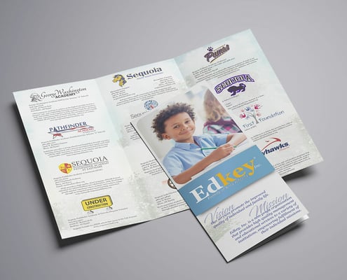 Printed tri-fold brochure for Edkey Sequoia Schools