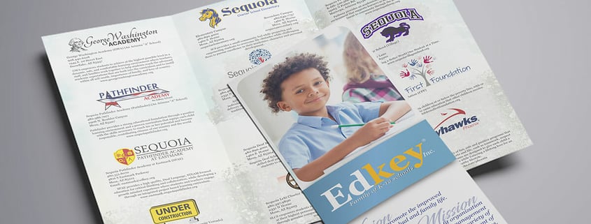 Printed tri-fold brochure for Edkey Sequoia Schools