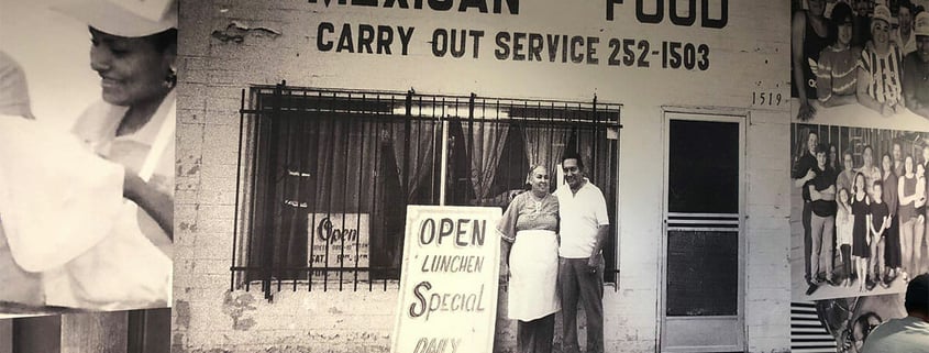 B&W wall wrap for Carolina's Mexican Food