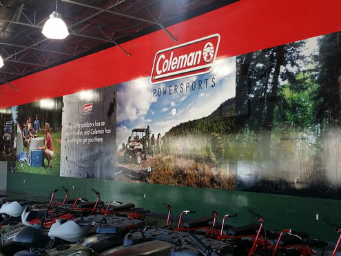 Large color printed wall graphics for Coleman Powersports