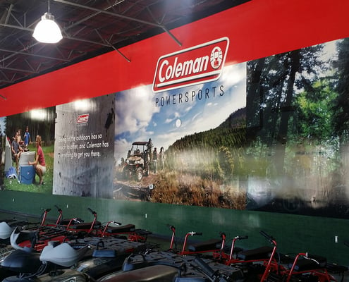 Large color printed wall graphics for Coleman Powersports