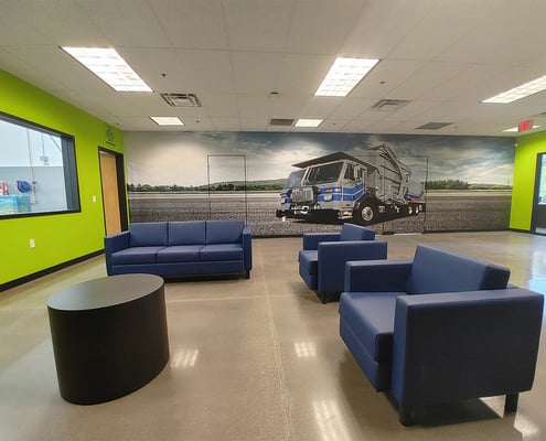 Full color wall graphics for waster management company