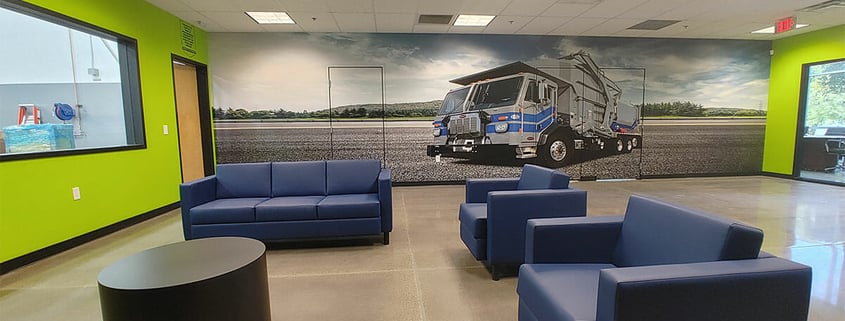 Full color wall graphics for waster management company