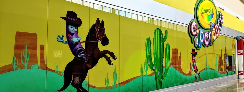 Color printed window graphics for The Crayola Experience