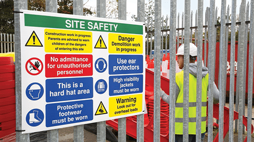 Site Safety signage at a construction site