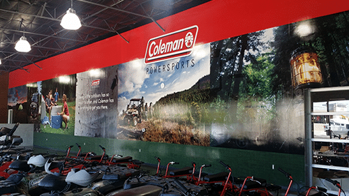 Large wall graphic for Coleman Powersports