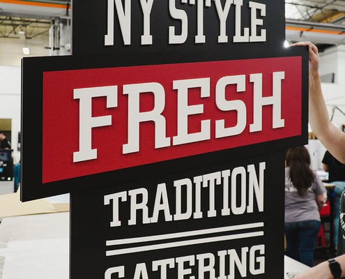 NY Style Fresh Tradition Catering sign for Chompies