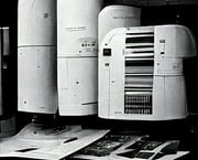 Older industrial looking printing equipment.
