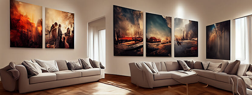 Samples of printed full color panel wall art series