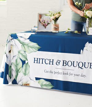 Printed trade show table cloth for Hitch & Bouque