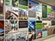 Large wall with multiple printed images and graphics