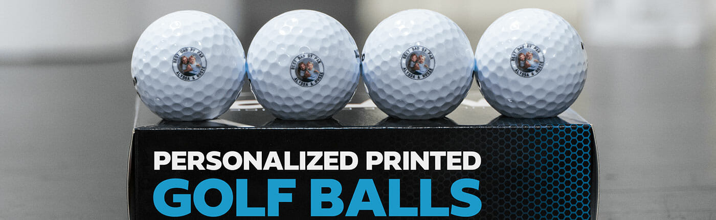 Custom personalized printed golf balls.