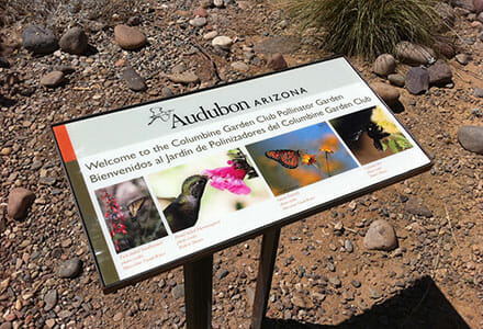 Outdoor acrylic informational sign for Audubon Arizona.