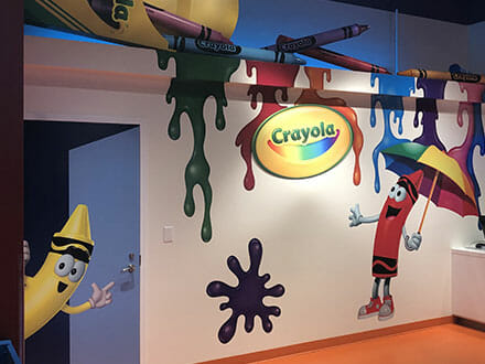 Colorful vinyl wall graphics for Crayola