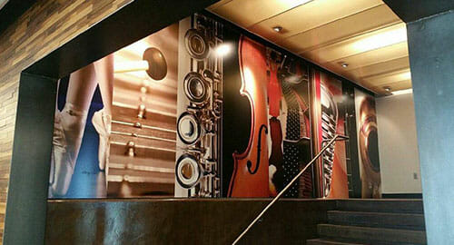 Interior graphics wall wrap for the Museum of Music in Phoenix, Arizona.