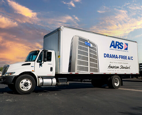 Side view of large box truck fully wrapped for ARS